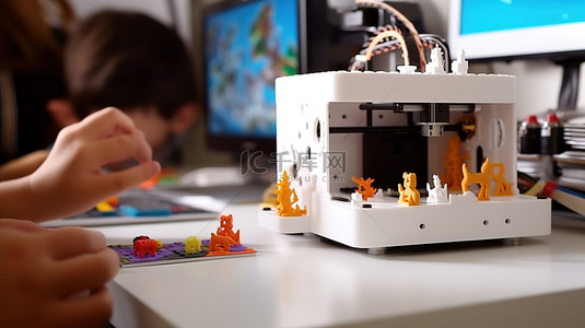 学习指导背景图片_老师指导孩子们使用3D打印机打印各种物品