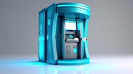 用于现金提取的自动银行柜员机的 3d 插图