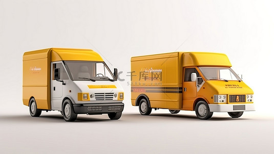 货车专用背景图片_装载商业用纸板箱的送货车的 3D 渲染