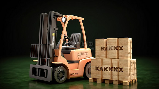 戏剧元素背景图片_肯塔基州制造的叉车运输出口木箱的 3D 渲染