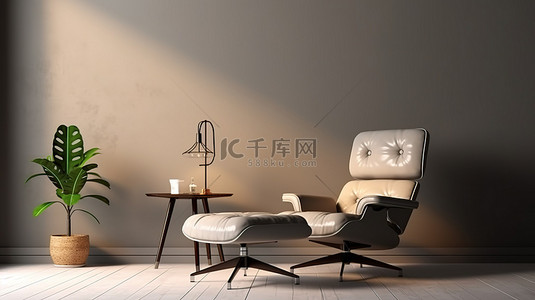 躺椅背景图片_现代躺椅和装饰，采用时尚的室内环境 3D 渲染模型