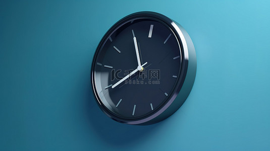手表图标背景图片_简约创意概念蓝色背景时钟图标，带简单闹钟 3d 渲染