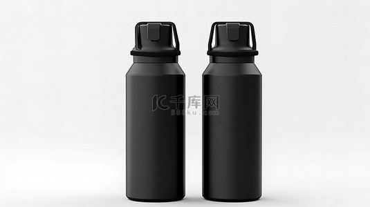 纯黑色黑色背景图片_3D 渲染中纯黑色正面和背面视图的时尚可折叠啤酒瓶绝缘体