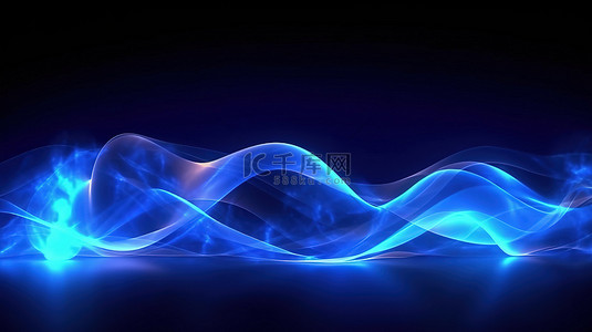 蓝光照射下的数字渲染未来能量波