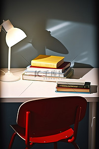 书背景图片_一张白色的桌子，上面有椅子和书