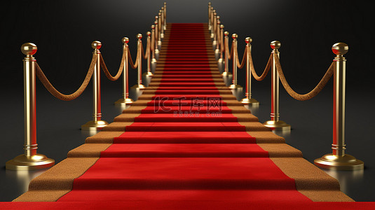 金色奢华背景图片_镀金的障碍物和绳索楼梯是通往讲台的豪华通道
