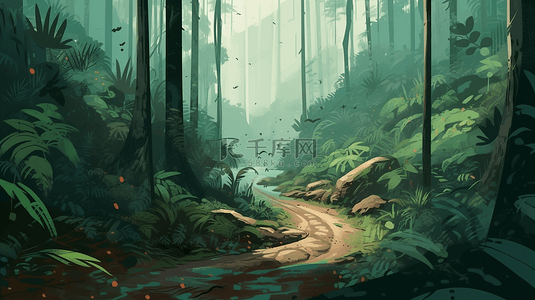 热带雨林卡通游戏背景