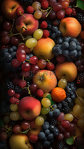夏季水彩背景图片_水果有机食物