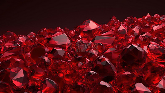 红宝石红色水晶背景抽象 3d 渲染