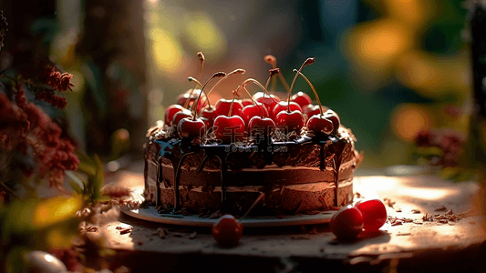 甜点黑森林蛋糕美味背景