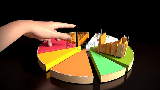 实现财务目标 3d 手操纵饼图进行投资组合再平衡