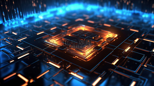 技术创新背景图片_未来电子技术网格背景的 3d 插图