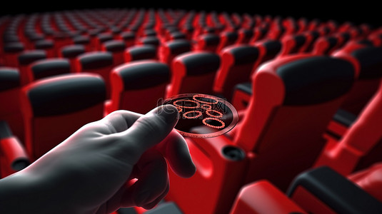 手动选择首选座位或在线支付电影费用的 3D 渲染插图