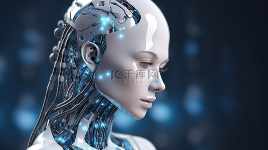 女人的身体背景图片_令人惊叹的 3D 渲染中的科幻女性机器人或机器人