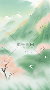青色背景图片_清新春天节气立春节气设计图