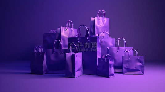 在线购物变得简单 3d 渲染点击购买紫色背景的包