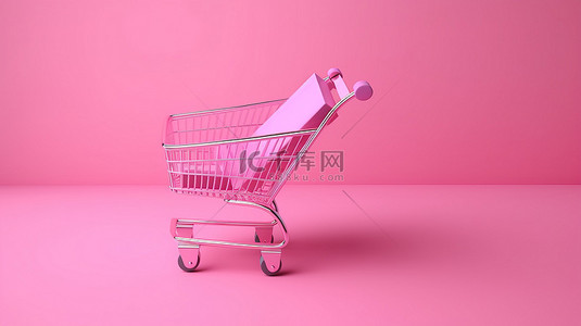 粉红色背景的侧视图，带有 3D 渲染图标符号，用于优惠券促销