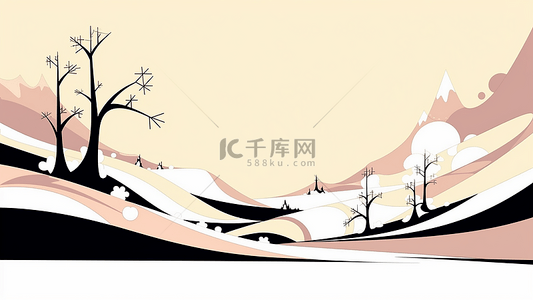 冬季的树背景图片_冬天卡通背景插画