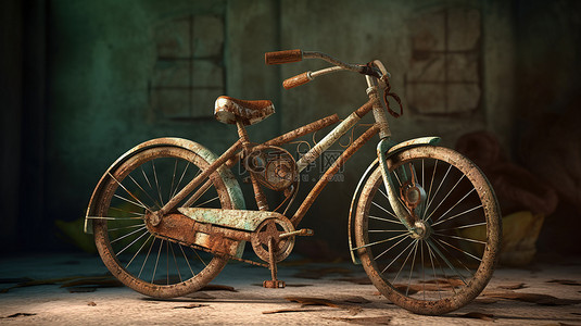 越野背景图片_3d 渲染中的老式自行车