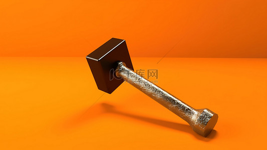 装修设计背景图片_用单色大锤渲染橙色背景的 3D 渲染