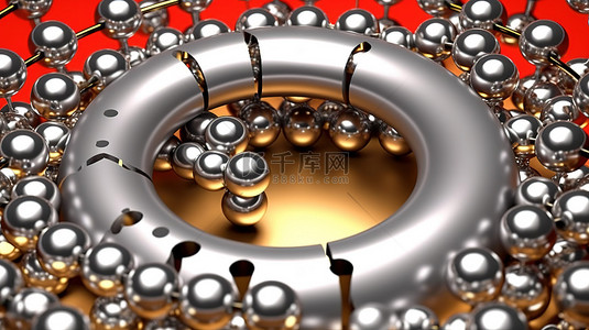 在铅生成的 3D 概念图中，磁力马蹄形磁铁将金属球拉向目标