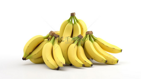 热带水果背景背景图片_热带水果图像 3d 在白色背景上呈现香蕉