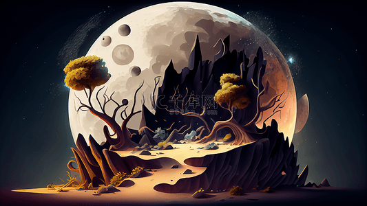 月球背景图片_月球卡通3d背景