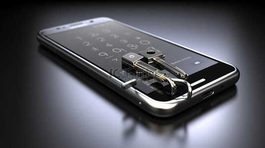 锁定的 3d 智能手机安全措施的视觉表示