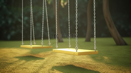 公园玩背景图片_儿童秋千的真实 3D 渲染