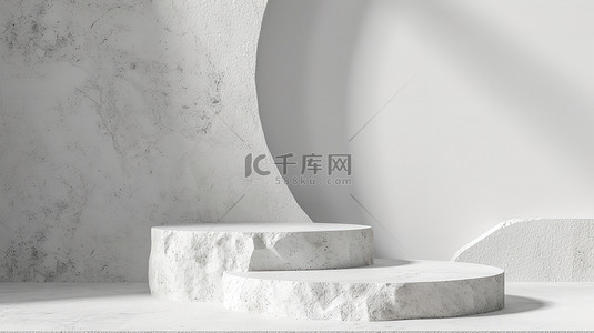 白色背景背景图片_白色的岩石形成产品展示台设计图