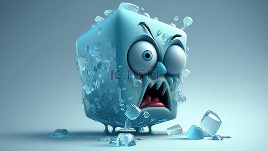 夏日冰块3d卡通背景
