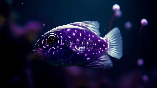 海底小丑鱼发光背景