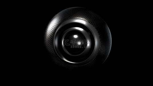 黑背景图片_使用 3D 渲染创建的黑色背景中的球形音频扬声器