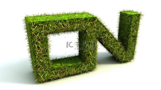 绿草背景电子邮件符号的 3d 渲染