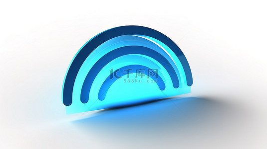 互联网白色背景图片_在白色背景上隔离的 3D 插图中的蓝色 wifi 图标