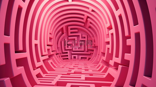 3D 插图中的粉色圆形走廊拼图