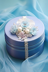 珠宝背景图片_一个蓝色盒子，上面有一个珠宝盒