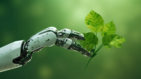 装有树叶的绿色创新机械臂打造生态友好的未来