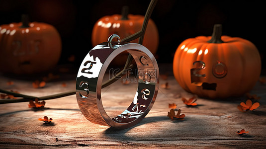 10月日历背景图片_怪异的 10 月日历，3D 渲染中带有吊环