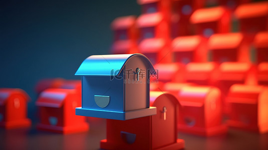 邮政标志背景图片_概念通知邮箱插图的 3D 渲染图像