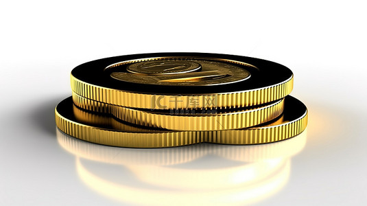 金钱图标背景图片_3d 渲染的金融货币和硬币图图标在孤立的背景上与计算机