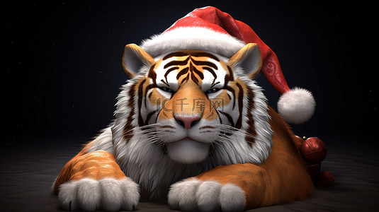 3d 老虎形式的圣诞老人
