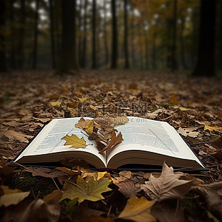 森林背景图片_森林里一本打开的书