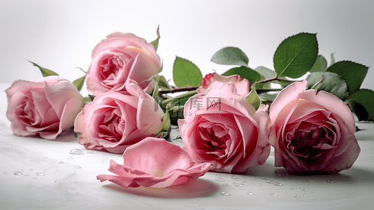 粉色玫瑰花唯美花卉