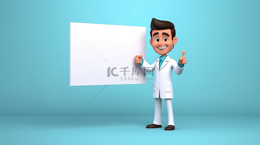 卡通牙背景图片_卡通风格的医学专家展示 3D 渲染的空白海报