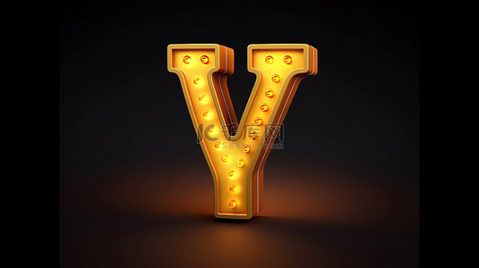 y 形表情符号字符的 3d 渲染字体