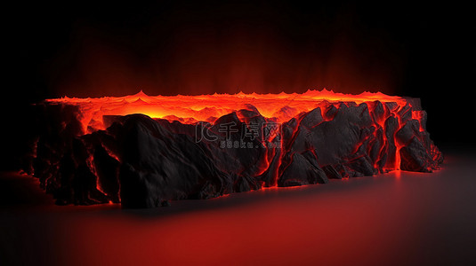 抽象岩浆讲台 3d 渲染火山显示