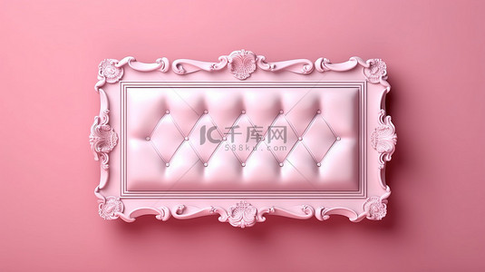 带白色框架的粉红色皮革纹理的 3D 渲染