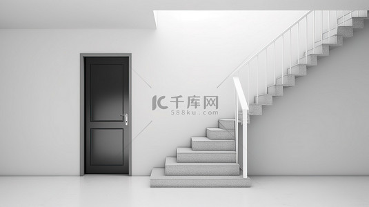 您已进入无烟单位背景图片_通往关门的楼梯的独立 3D 渲染，象征着无法进入