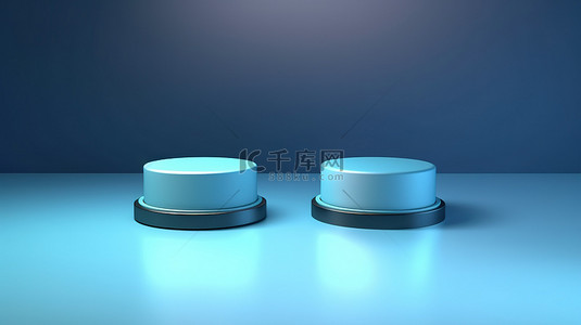 鼠蓝色背景图片_双智能手机展示在蓝色讲台上，3d 渲染中具有浅蓝色背景
